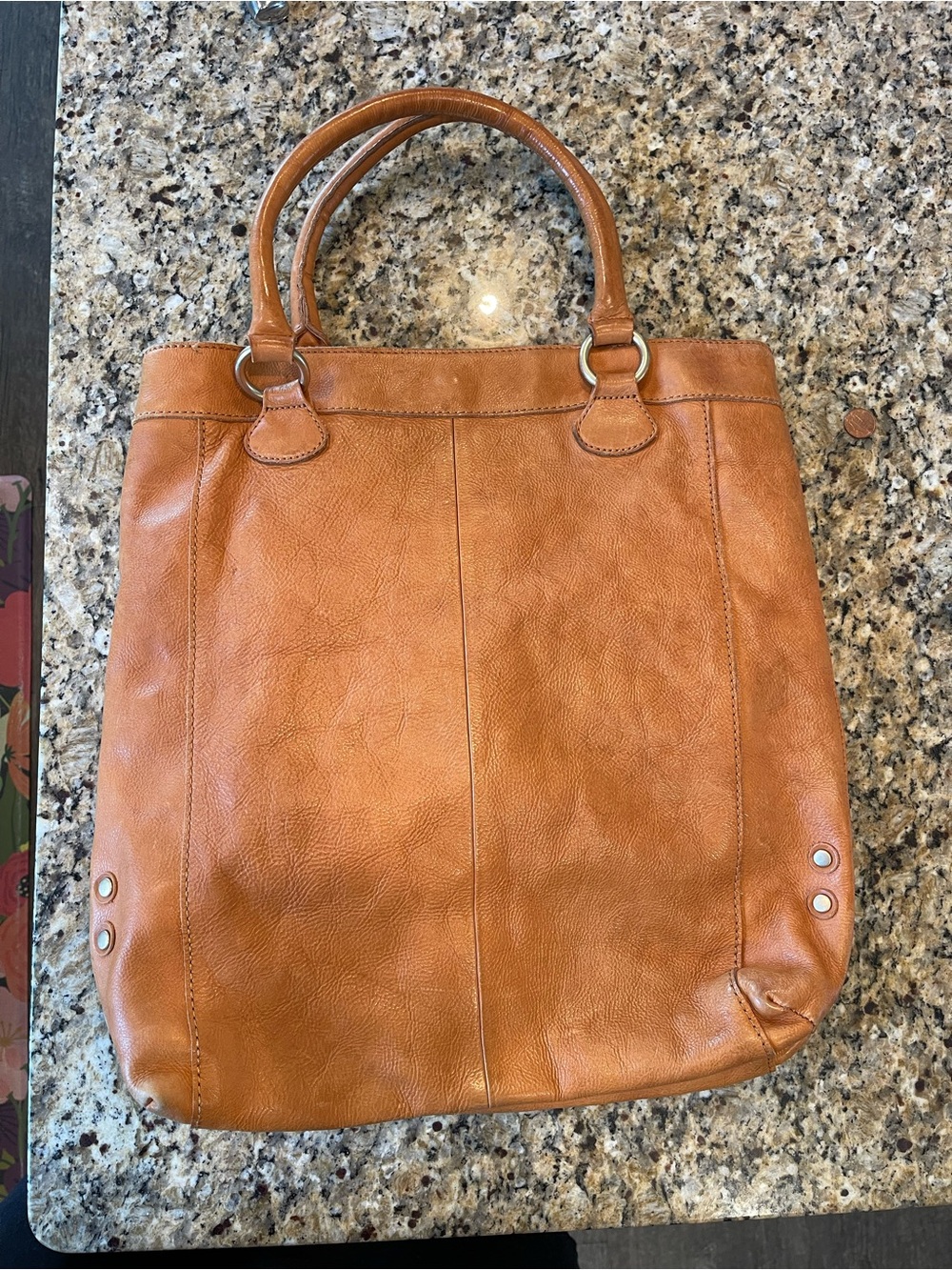 Vintage 2000s JCrew Cognac Leather Tote - Picture 2 of 6